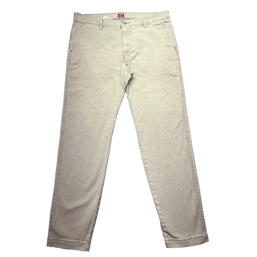Levi's XX Chino Standard Taper Leg Pants Mens Beige Stretch Twill Sz 36 Fits 36